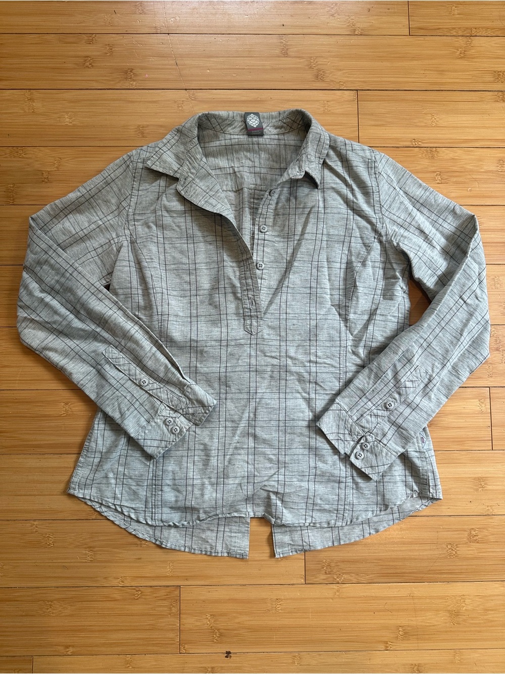 Stio Gray Plaid Lightweight Button-Placket Shirt